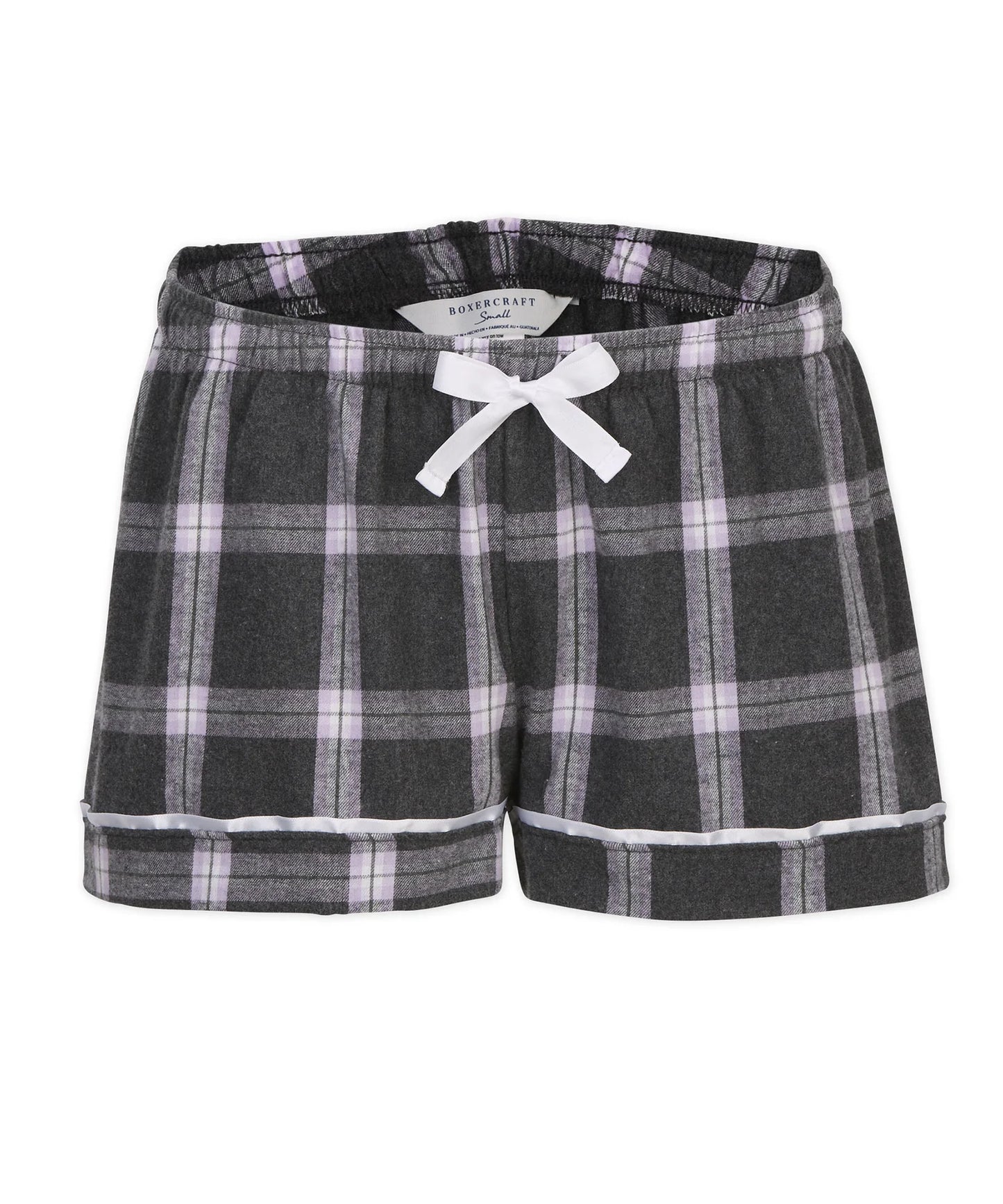 Flannel Shorts in Charcoal / Lavender