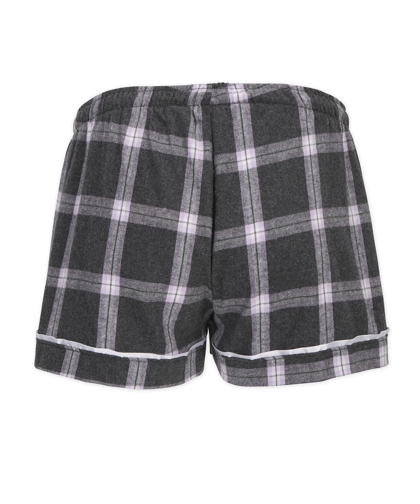 Flannel Shorts in Charcoal / Lavender