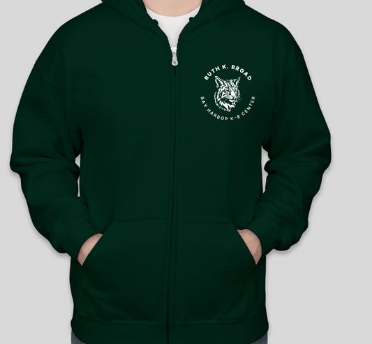 DARK GREEN ZIP HOODIE