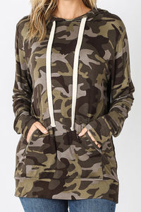 Hoodie with Front Pocket in Army Camouflage