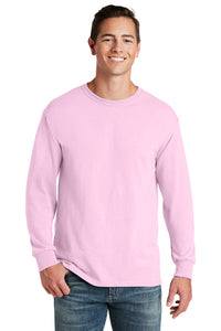 Jerzees Unisex long sleeve T Shirt in Pink