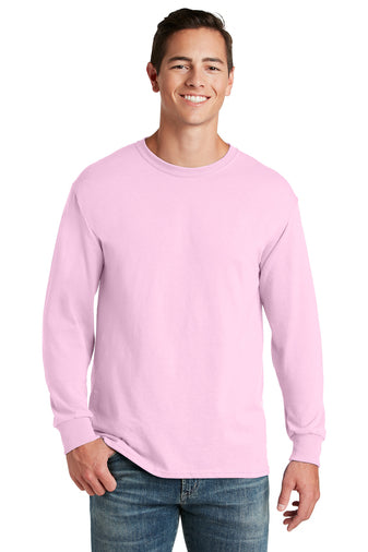 Jerzees Unisex long sleeve T Shirt in Pink