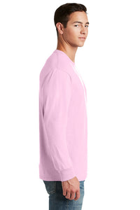 Jerzees Unisex long sleeve T Shirt in Pink