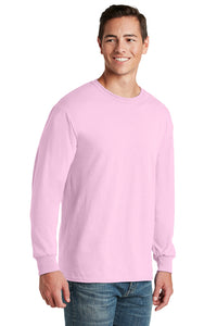 Jerzees Unisex long sleeve T Shirt in Pink