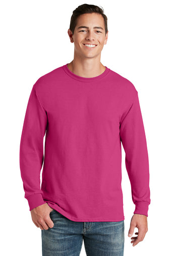 Jerzees Unisex long sleeve T Shirt in Cyber Pink