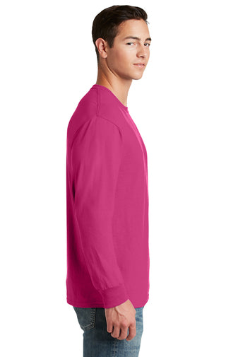 Jerzees Unisex long sleeve T Shirt in Cyber Pink
