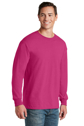 Jerzees Unisex long sleeve T Shirt in Cyber Pink