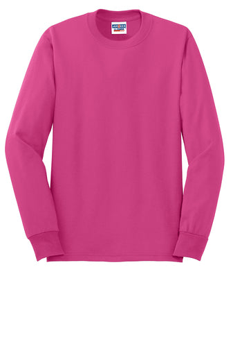 Jerzees Unisex long sleeve T Shirt in Cyber Pink