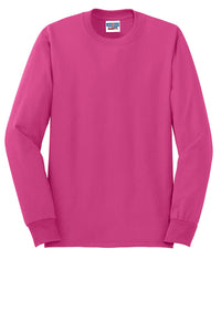 Jerzees Unisex long sleeve T Shirt in Cyber Pink