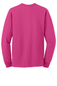Jerzees Unisex long sleeve T Shirt in Cyber Pink