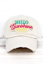 Load image into Gallery viewer, Hello Sunshine Distressed Cap in White