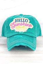Load image into Gallery viewer, Hello Sunshine Distressed Cap in Turquoise