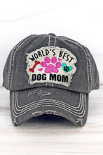 Load image into Gallery viewer, World&#39;s Best Dog Mom Distressed Cap in Black