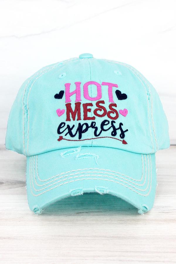 Hot Mess Express embroidered Cap in Mint