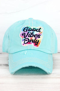 Good Vibes Only embroidered Cap in Mint