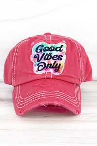 Good Vibes Only embroidered Cap in Salmon